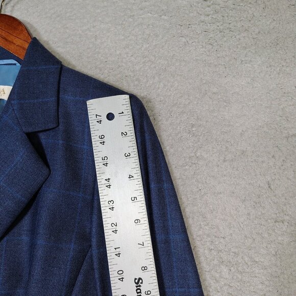 Escada Margaretha Ley Blazer Women 34 Blue Check 100% Cashmere Two-Button Jacket - Picture 4 of 14